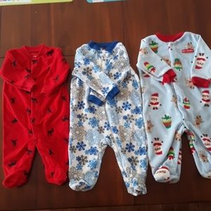 Holiday themed fleece sleepers